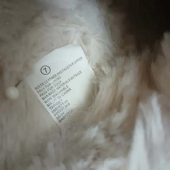 Auden Tan Suede Slip-ons Ladies size 7 faux fur warm soft comfy outdoor slippers - Picture 8 of 10